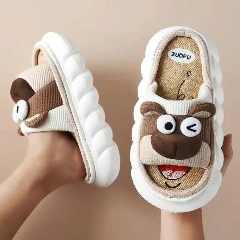 xiangtuibao All Senson Designer Slippers Cute Cartoon Lovely Animals Bedroom Cotton Home Shoes Indoor Thick Sole Couples Men Women