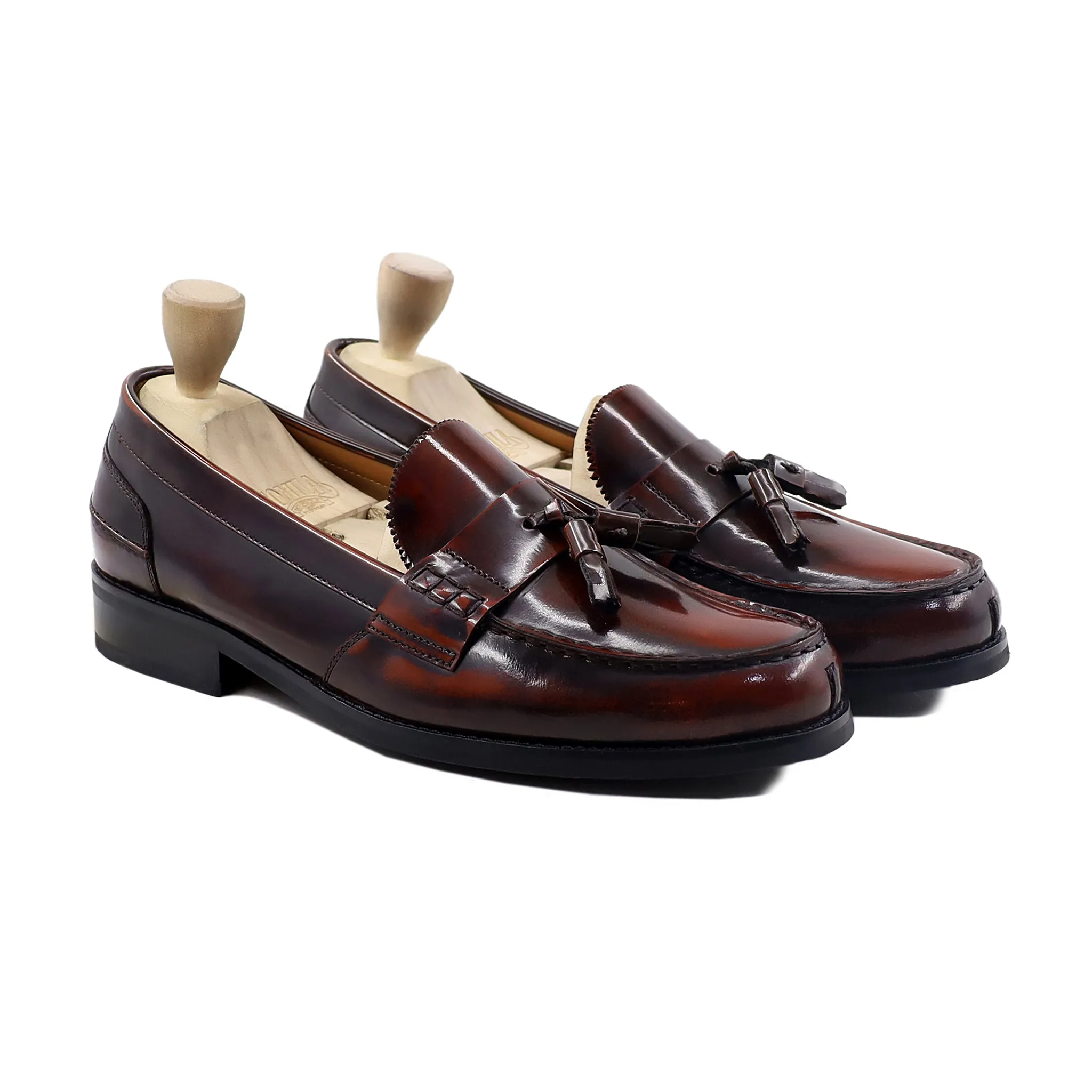 Yahir - Men's Burnish Brown Box Leather High Shine Loafer