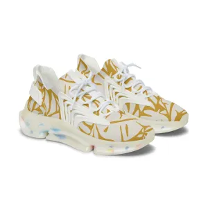 Yellow Leaf Pattern Women's Mesh Sneakers